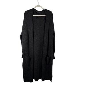 10 Days Amsterdam Grey Open Front Duster Cardigan Sweater Merino Wool Womens XS